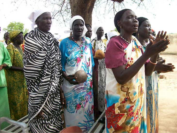 Women of Abyei singing at South Sudan Sunday Mass