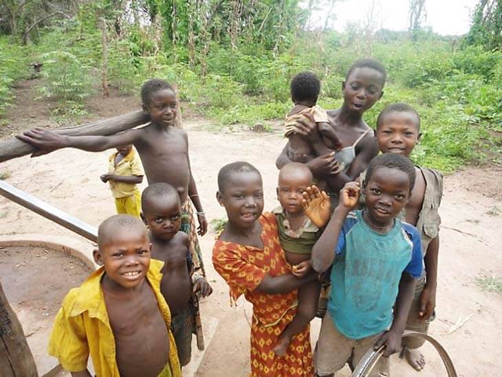 South Sudanese kids standing in field