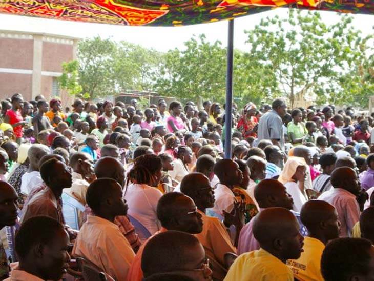 Malakai people at outdoor mass in South Sudan